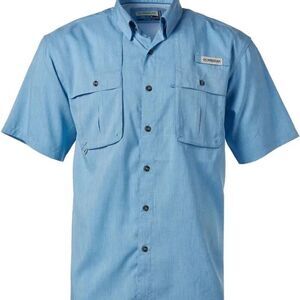 Magellan Outdoors Aransas Pass Heather Short Sleeve Fishing Shirt Blue XS NWT